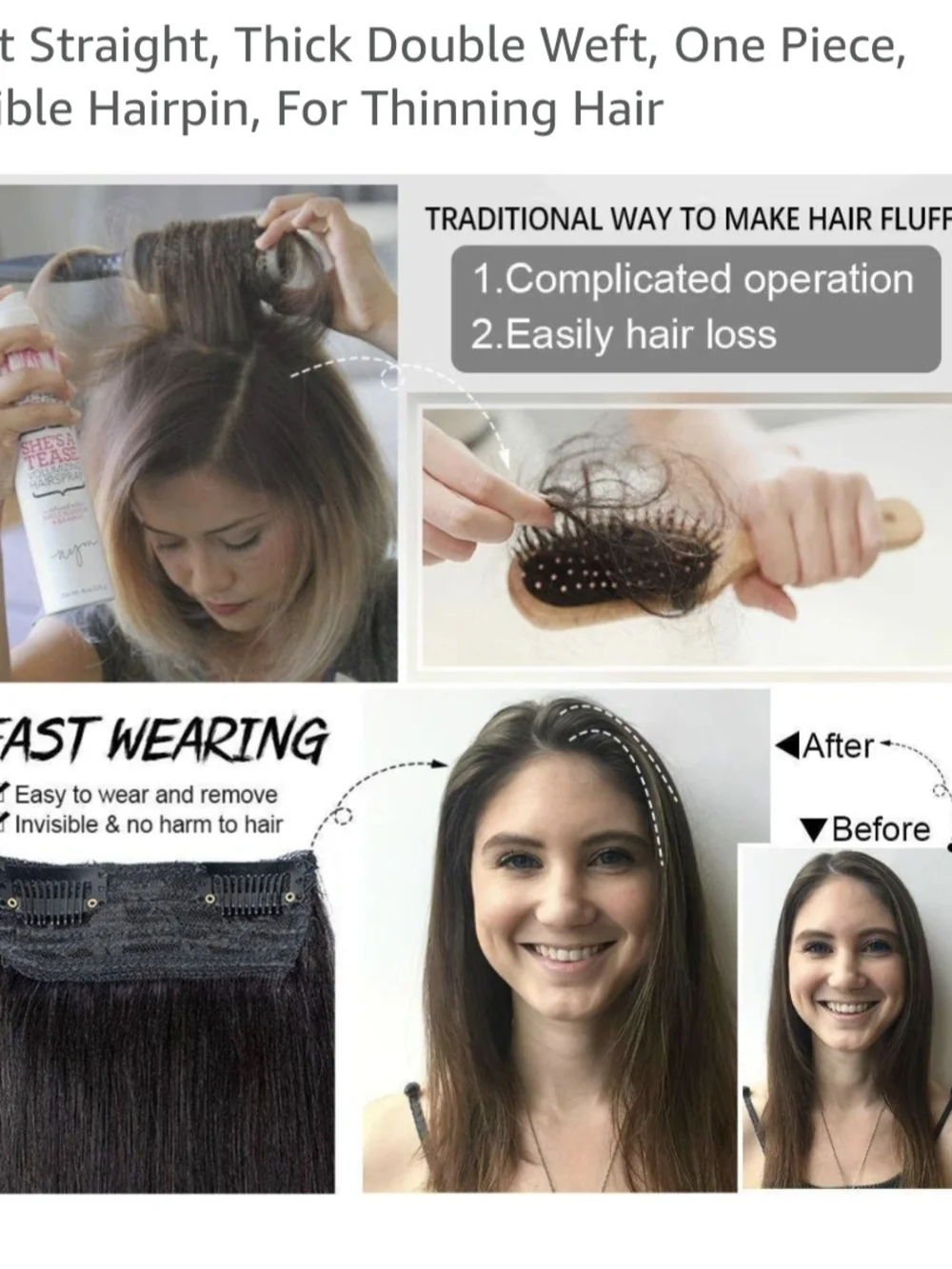 Human hair Clip-In Hair Extension - Light Brown